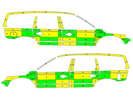 Striping Volvo XC70 2008-2016 Battenburg Green/Yellow/White  left   right  ZOL 1-FXJ-635