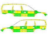 Striping Volvo XC70 2008-2016 Battenburg Green/Yellow/White  left   right  ZOL 1-FXJ-635