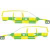 Striping Volvo XC70 2008-2016 Battenburg Groen/Geel/Wit  links   rechts  AZ Sint-Elisabeth 1-NVF-954 - Buttonblast Front