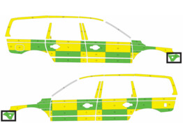 Striping Volvo XC70 2008-2016 Battenburg Green/Yellow/White  left   right  AZ Sint-Elisabeth 1-NVF-9