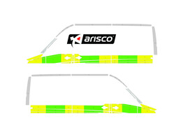 Striping Mercedes Sprinter 2013 L2H2 - Half Battenburg T11500 Green/Yellow/White KIT  left   right 