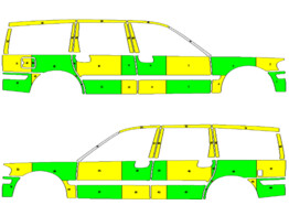 Striping Volvo V70 2008-2016 Battenburg Grun/Gelb/Wei  KIT  left   right  - Ludoplug left