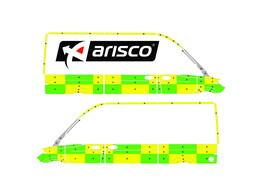 Striping Mercedes Sprinter 2019 L2H2 - Battenburg Avery Prismatic T11500 Vert/Jaune/Blanc  gauche  