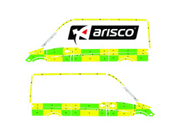 Striping Mercedes Sprinter 2008 L2H2 - Battenburg T11500 Green/Yellow/White  left   right  1 sliding