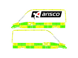 Striping Mercedes Sprinter 2018 L2H2 - Battenburg T11500 Green/Yellow/White  left   right  1 sliding