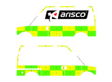 Striping Chevrolet Express 2003- Battenburg T11500 Groen/Geel/Wit KIT  links rechts  1 Schuifdeur