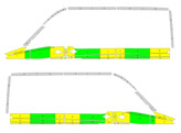 Striping Mercedes Sprinter 2012 L2H2 - Half Battenburg T11500 Groen/Geel/Wit  links   rechts  2 schuifdeuren