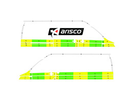 Striping Volkswagen Transporter T6 2019 L2H2 - Half Battenburg T11500 Vert/Jaune/Blanc KIT  gauche  