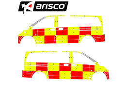 Striping Mercedes Vito 2016 A2 - Battenburg T11500 Red/Yellow/White  left   right  - 2 sliding doors