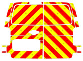 Striping Opel Vivaro 2020 H1 - Chevrons T7500 Rood/Geel 10 cm - Zonder ruiten