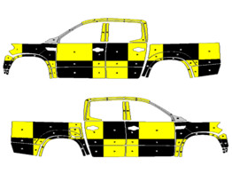 Striping Mercedes-BENZ X-KLASSE  Traffic Officer KIT Avery Prismatic Geel / Oralite Zwart  links   rechts 