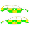 Striping Audi A6 Avant Allroad 2011-2018 SMUR Battenburg Vert/Jaune/Blanc  gauche   droite  SXG-943