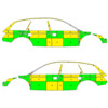 Striping Audi A6 MUG Battenburg Green/Yellow/White  left   right  1-ATB-340