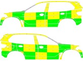 Striping BMW X5 2013-2018 CHU Liege MUG Battenburg Groen/Geel/Wit  links   rechts 