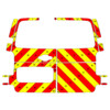 Striping Opel Vivaro en Renault Trafic H1 Chevrons Fluo geel/rood 10 cm met ruiten