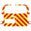 Striping Opel Vivaro en Renault Trafic H1 Chevrons Fluo geel/rood 10 cm met ruiten