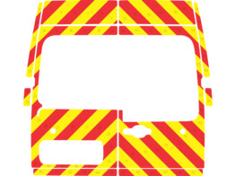 Striping Renault Master/Opel Movano 2013 H2 - Chevrons T7500 Rood/Geel 10 cm - met deuren 180  met r