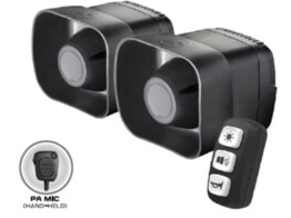 Dual Speaker Siren System with Control Panel   Handheld Mike Set