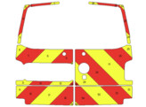 Striping Volkswagen Transporter T6 2016-2021 H1 - Chevrons T11500 Rood/Geel 20 cm - met ruitenwissers en camera