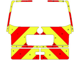 Striping Volkswagen Transporter T5 H1 2003-2015 - Chevrons T11500 Red/Yellow 20 cm - tailgate glazed