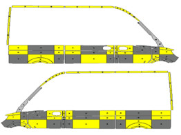 Striping MB Sprinter 2019 RWD L2H2 Traffic Officer KIT Avery Prismatic Geel / Oralite Zwart  links   rechts  1 schuifdeur