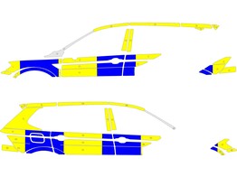 Striping VW Tiguan Allspace 2020 - Half Battenburg Blau/Gelb/Wei   links   rechts 