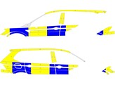 Striping VW Tiguan Allspace 2020 - Half Battenburg Blue/Yellow/White  left   right 