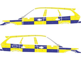 Striping Volvo V90 2018- Half Battenburg 2 lignes T11500 Bleu/Jaune/Blanc