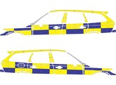 Striping Volvo V90 2018- Half Battenburg 2 lignes T11500 Bleu/Jaune/Blanc