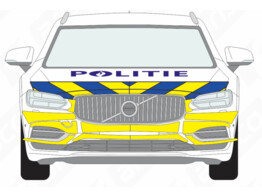 Striping Volvo V90 2018- Half Chevrons Motorkap T11500 Blauw/Geel 15cm