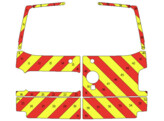 Striping Volkswagen Transporter T6 2016-2021 H1 - Chevrons T11500 Rood/Geel 10 cm - deuren met ruitenwissers en camera