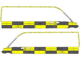 Striping Mercedes Sprinter 2019 RWD L3H2 Traffic Officer KIT Avery Prismatic Geel / Oralite Zwart 2 schuifdeuren