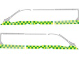 Striping Opel Vivaro/Renault Trafic L2H1 2022- NDLZ Battenburg V8000 Groen/Geel/Wit  2 schuifdeuren 