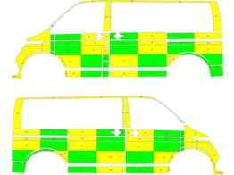 Striping Volkswagen T6 MUG Battenburg Green/Yellow/White  left   right  2 sliding doors Jolimont WV2