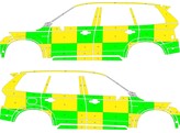 Striping Volvo XC90 MUG Battenburg Groen/Geel/Wit  links   rechts    flitsers