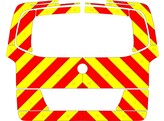 Striping Mercedes Vito 2015 - Chevrons T7500 Rouge/Jaune 10 cm - avec couvercle de coffre et vitre -