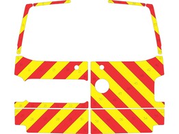 Striping Volkswagen Transporter T6 2016 - Chevrons T7500 Rouge/Jaune 10 cm - portes vitrees avec ess