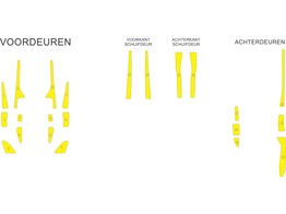 Striping Iveco Daily L2H2 2017 bespoke panels for doors inside Avery Prismatic 11513 YELLOW