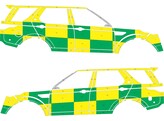 Striping Land Rover Discovery 5 2018 - Battenburg T11500 Groen/Geel/Wit KIT  links   rechts  MUG/SMUR