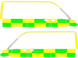 Striping Mercedes Sprinter 2019 L2H2 - Battenburg Avery Prismatic T11500 Green/Yellow/White KIT  lef