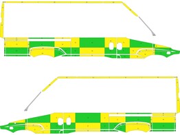 Striping Iveco Daily 2019 L2H2 - Battenburg KIT T11500 Vert/Jaune/Blanc  gauche   droite  2 portes c