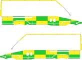 Striping Iveco Daily 2019 L2H2 - Battenburg KIT T11500 Green/Yellow/White  left   right  2 sliding d