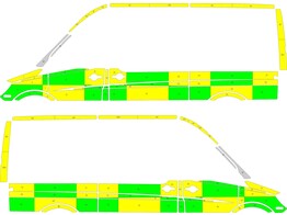 Striping Mercedes Sprinter L2H2 Battenburg Green/Yellow/White  left   right  2 sliding doors