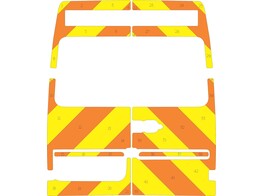 Striping Mercedes Sprinter oud model  -2006 /VW Crafter  1996-2006 /VW LT 35 H2 Chevrons Oranje/Geel 20 cm 2 achterdeuren 270  met ruiten