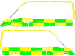 Striping Mercedes Sprinter L2H2 Battenburg Vert/Jaune/Blanc  gauche   droite  2 portes coulissantes