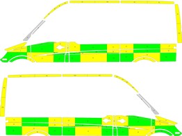 Striping Mercedes Sprinter L2H2 Battenburg Green/Yellow/White  left   right  1 sliding door right si