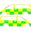 Striping Mercedes V-Class 2019 - Battenburg T11500 Green/Yellow/White  left   right  - UZ Gent