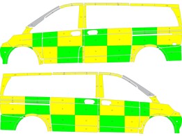 Striping Mercedes Classe V 2019 - Battenburg T11500 Vert/Jaune/Blanc  gauche   droite  - UZ Gent