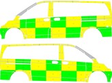 Striping Mercedes V-Class 2019 - Battenburg T11500 Green/Yellow/White  left   right  - UZ Gent