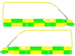 Striping Mercedes Sprinter 2019 L2H2 - Battenburg Avery Prismatic T11500 Grun / Gelb / Wei  KIT  lin